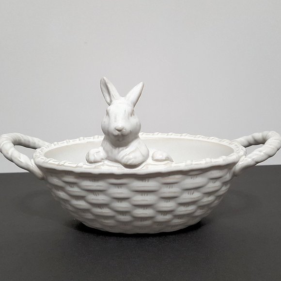 NEW Pottery Barn Bunny Basket Stoneware Candy Bowl 8.5
